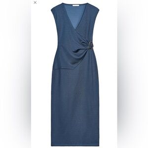 Zara Asymmetrical Blue Dress with Buckle Detail